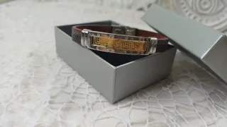 Pulsera Piel y Acero Hombre 22cm