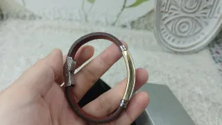 Pulsera Piel y Acero Hombre 22cm