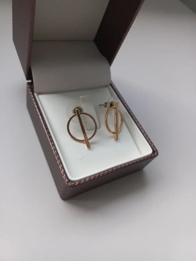 Pendientes dorados mujer aro/círculo + barra