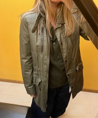 Chaqueta encerada verde con borreguito