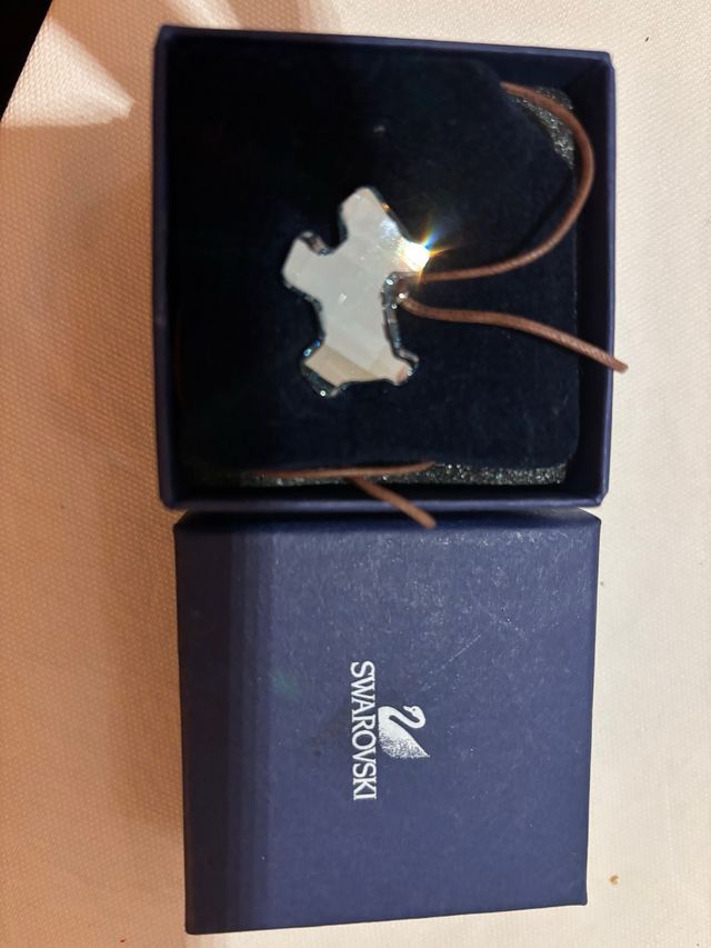 Collar Swarovski Oso Plata y Marrón