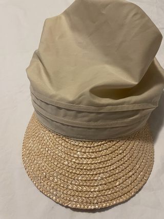Gorra de rafia y tela beige ajustable