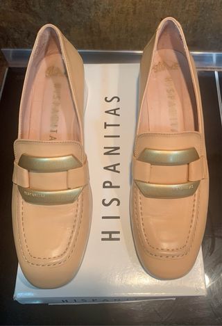 Zapatos Hispanitas mujer beige y dorado