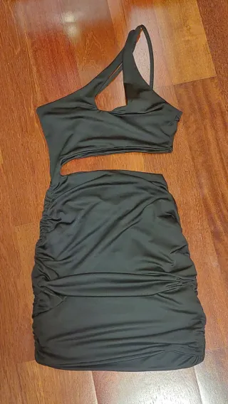 Vestido Shein Negro Un Hombro Cut-out