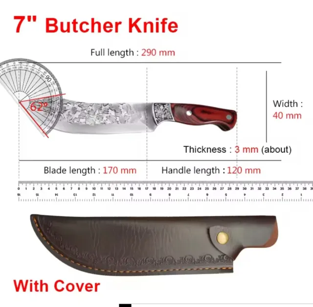 Cuchillo de chef artesanal con funda de cuero