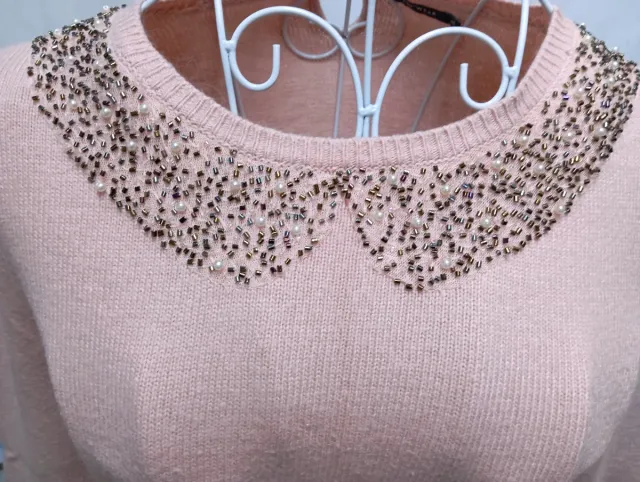 Jersey rosa con cuello Peter Pan