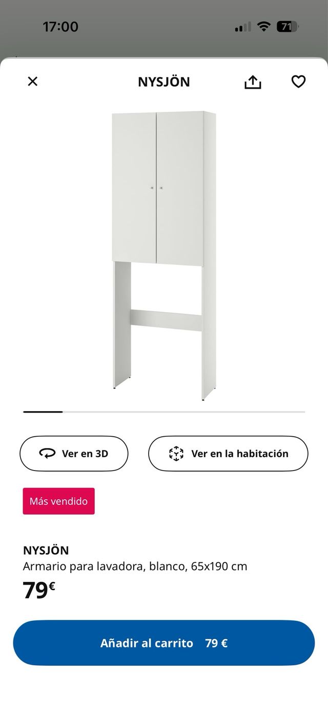 Armario para lavadora NYSJÖN blanco