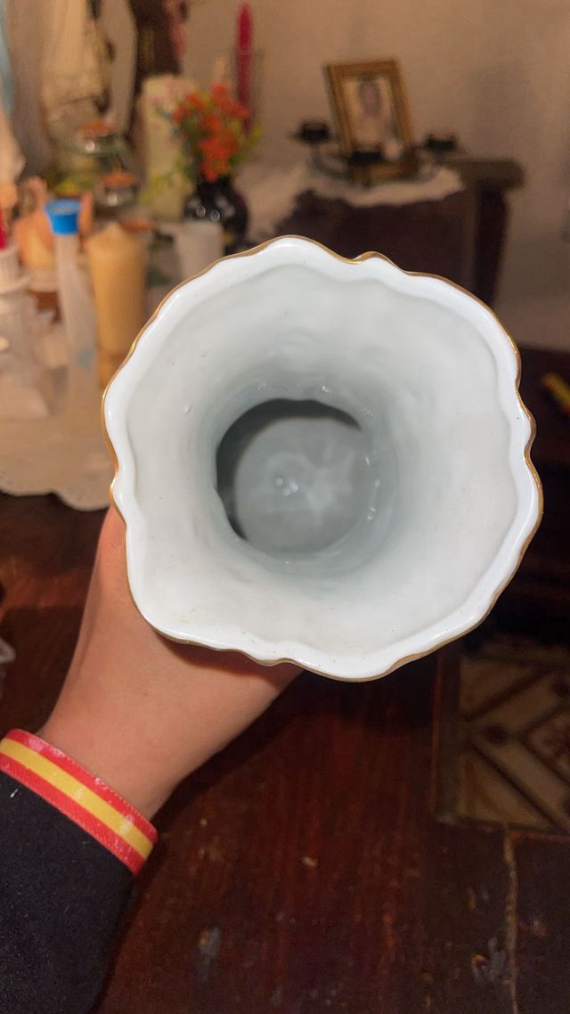 Jarrón Vintage Madera y Cerámica