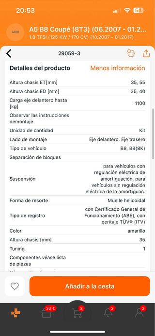 Muelles H&R - Audi A5 y A4