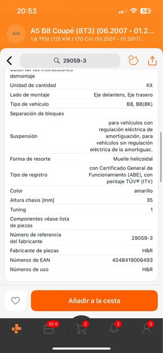 Muelles H&R - Audi A5 y A4
