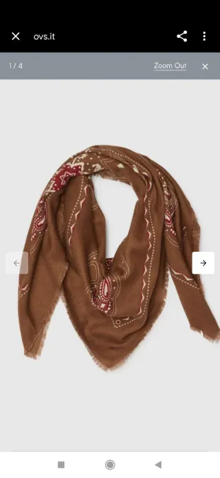 Foulard OVS marrone con fantasia rossa