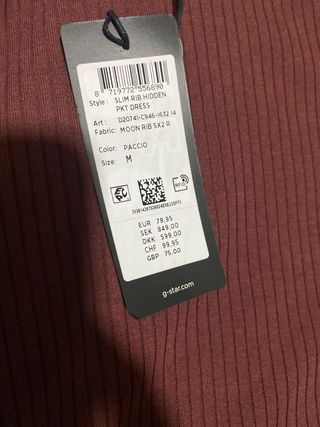 Vestido G-Star granate manga larga