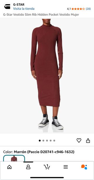 Vestido G-Star granate manga larga