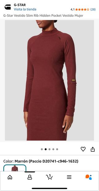 Vestido G-Star granate manga larga