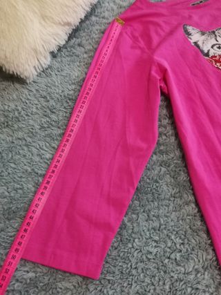 Camiseta rosa algodón gato bandana Talla L