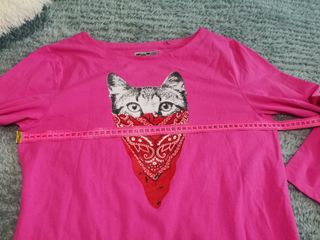 Camiseta rosa algodón gato bandana Talla L