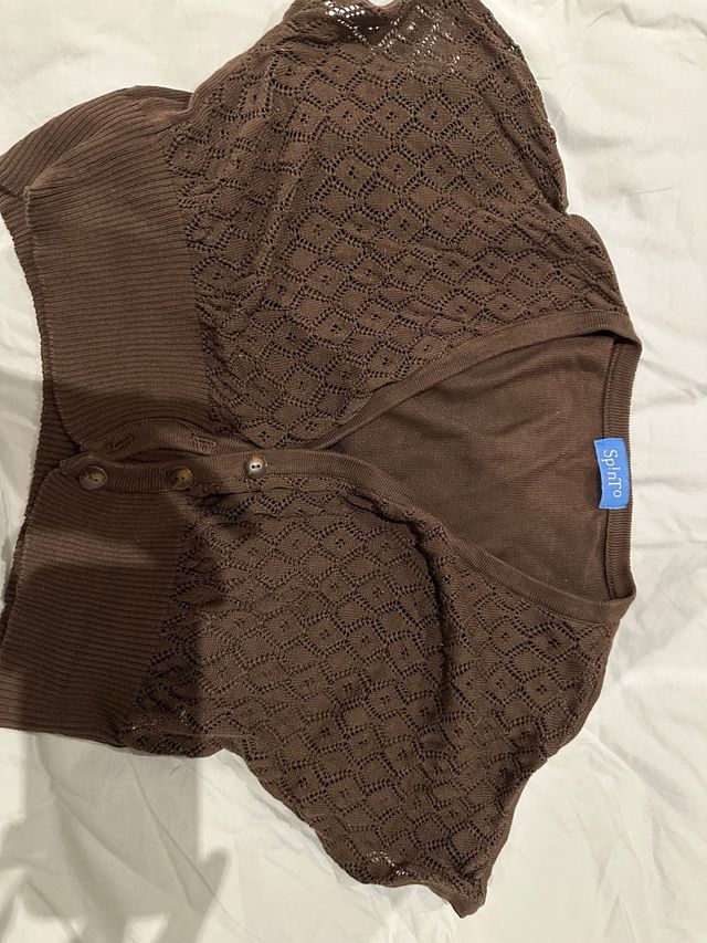 Torera marrón encaje talla 44-46