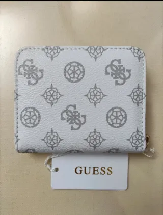 Portafoglio Guess Bianco Logo Grigio