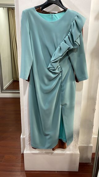Vestido turquesa con volantes talla 38