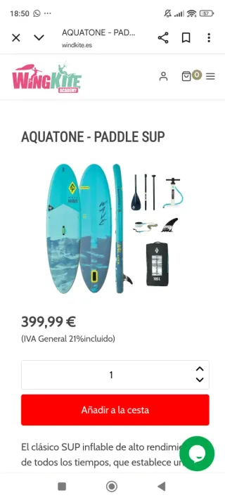 Tabla Paddle Surf Aquatone nueva