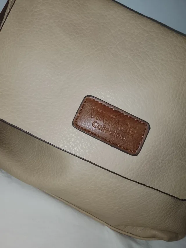 Bolso bandolera beige y marrón