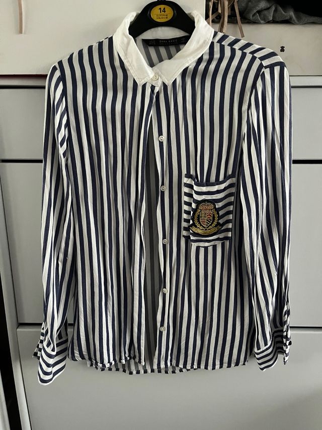 Camisa Zara Rayas Azul y Blancas