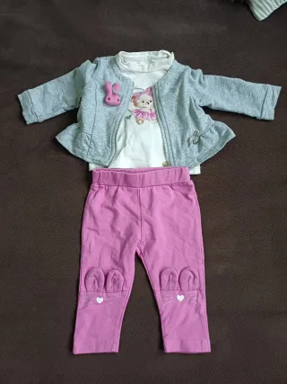 Set 3 pezzi giacchina maglietta pantaloni bambina