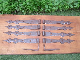 Bisagras antiguas de hierro forjado, 8 piezas.