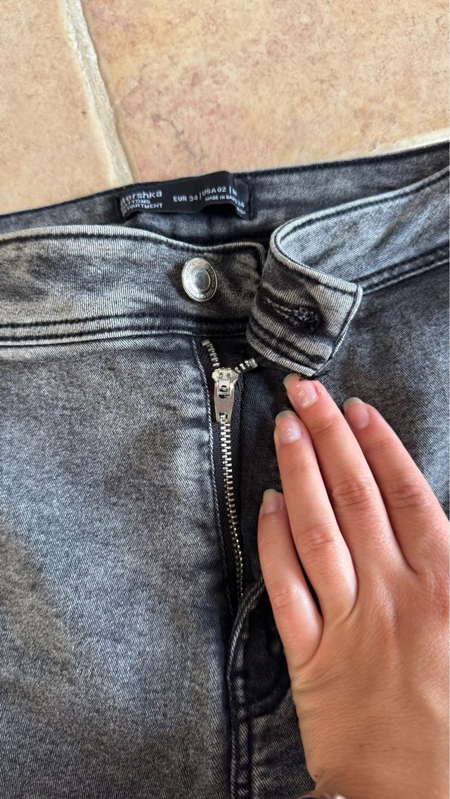 Pantalones pitillos vaqueros grises - XS