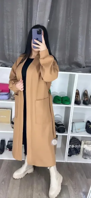 Abrigo largo marrón talla l xl xxl