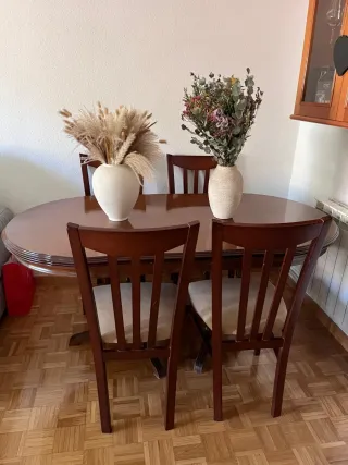 Mesa y 6 sillas de comedor de madera