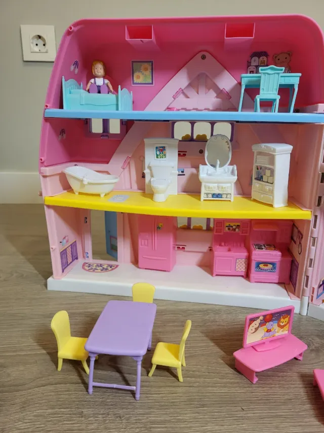 Casa de muñecas plegable rosa