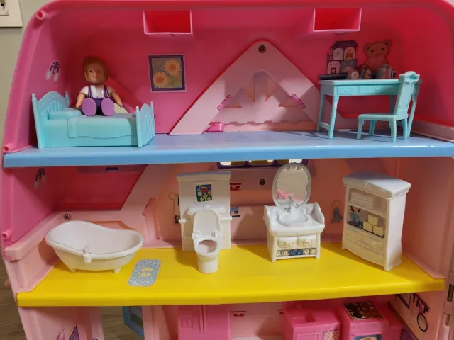 Casa de muñecas plegable rosa