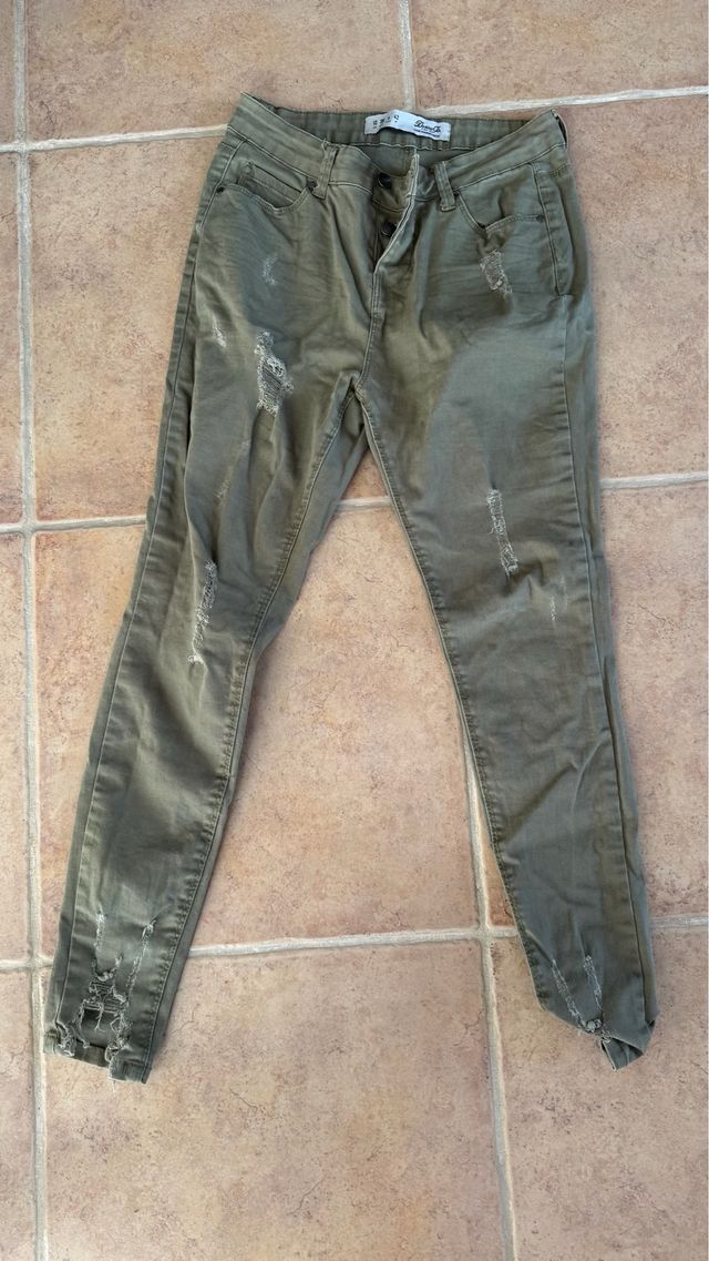 Pantalones vaqueros pitillo rotos - M