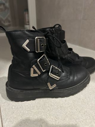 Botines Zara Polipiel Negro Talla 36
