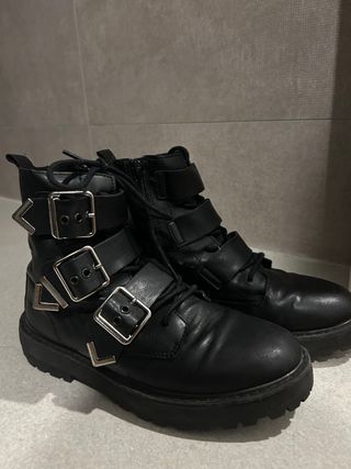 Botines Zara Polipiel Negro Talla 36