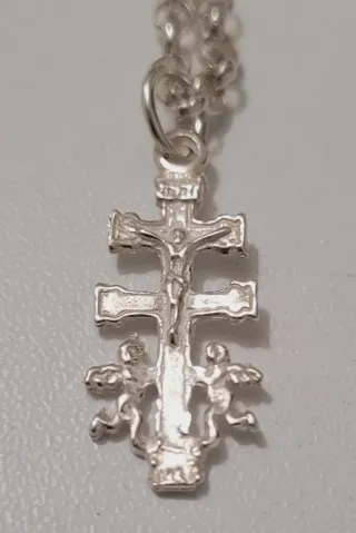 Cadena 60cm Cruz Caravaca Plata de Plata de ley