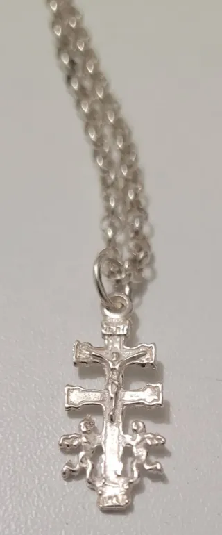 Cadena 60cm Cruz Caravaca Plata de Plata de ley