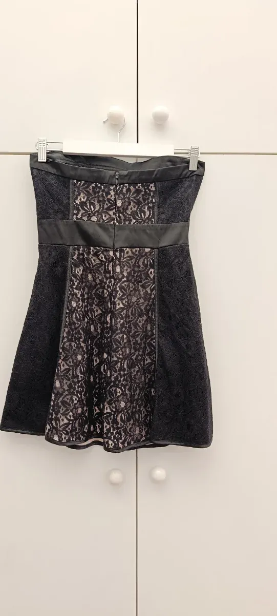 Vestido negro encaje y satén