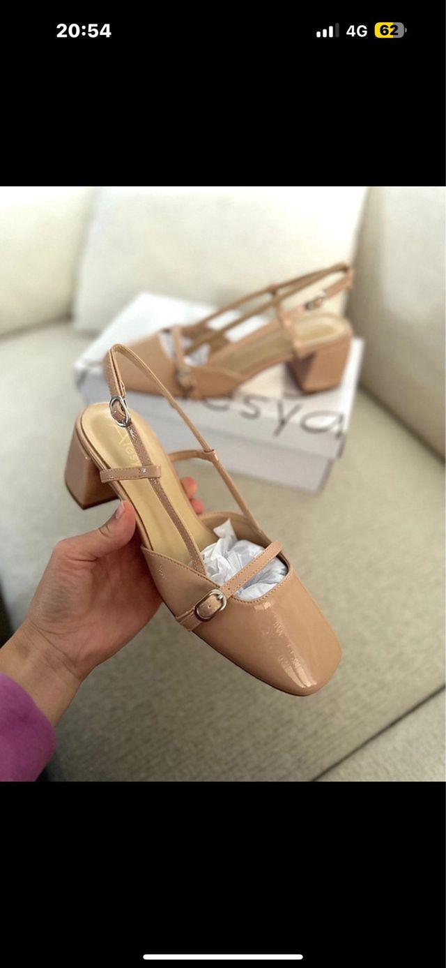 Slingback vera pelle beige