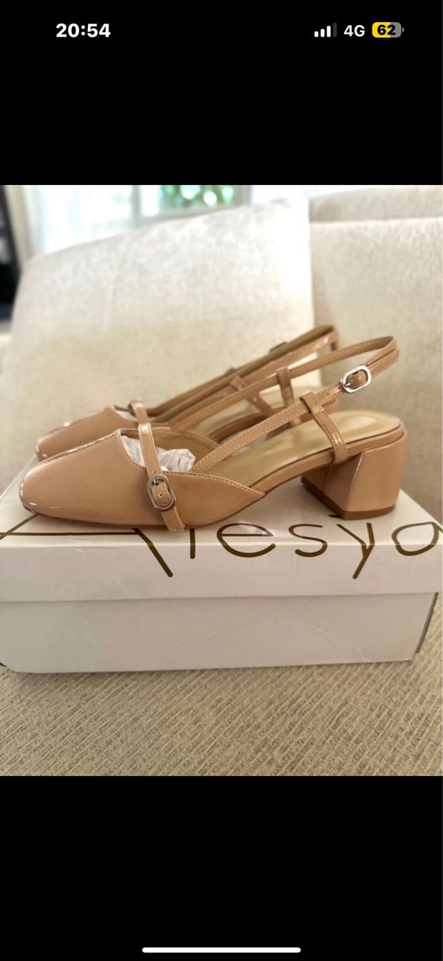Slingback vera pelle beige