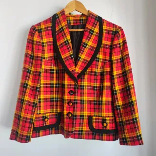 Blazer Vintage Cuadros Rojo y Amarillo
