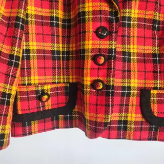 Blazer Vintage Cuadros Rojo y Amarillo