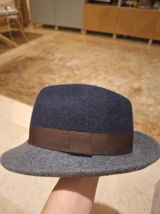 Gorra Fedora Massimo Dutti Gris Marrón