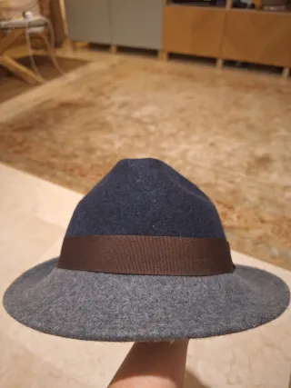Gorra Fedora Massimo Dutti Gris Marrón