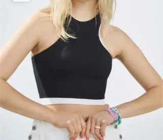 Crop top Women Secret negro blanco Talla M.