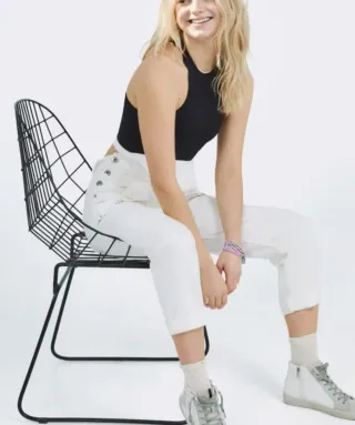 Crop top Women Secret negro blanco Talla M.