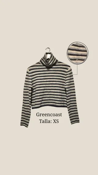 Jersey Green Coast Rayas Cuello Alto XS