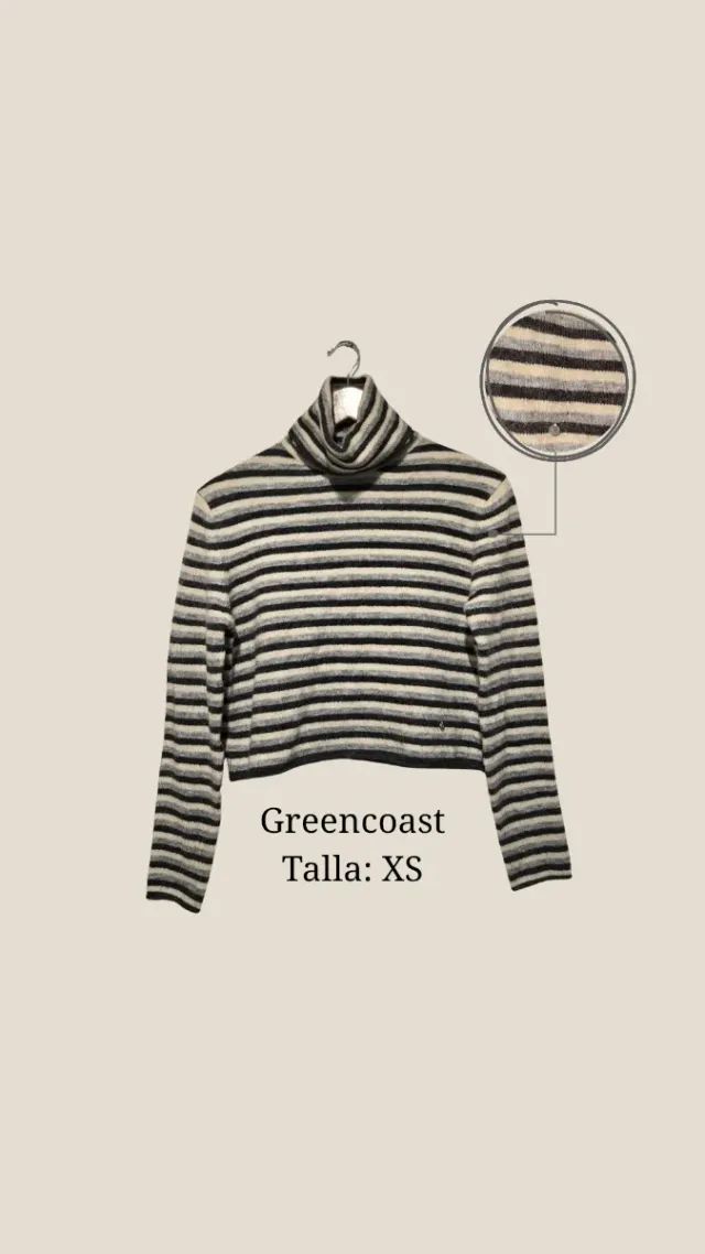 Jersey Green Coast Rayas Cuello Alto XS