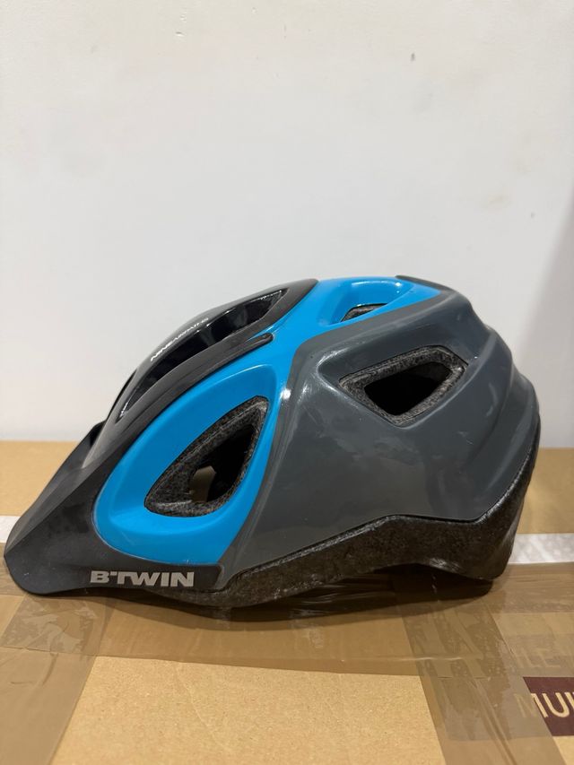 Casco de Bici Btwin Gris y Azul